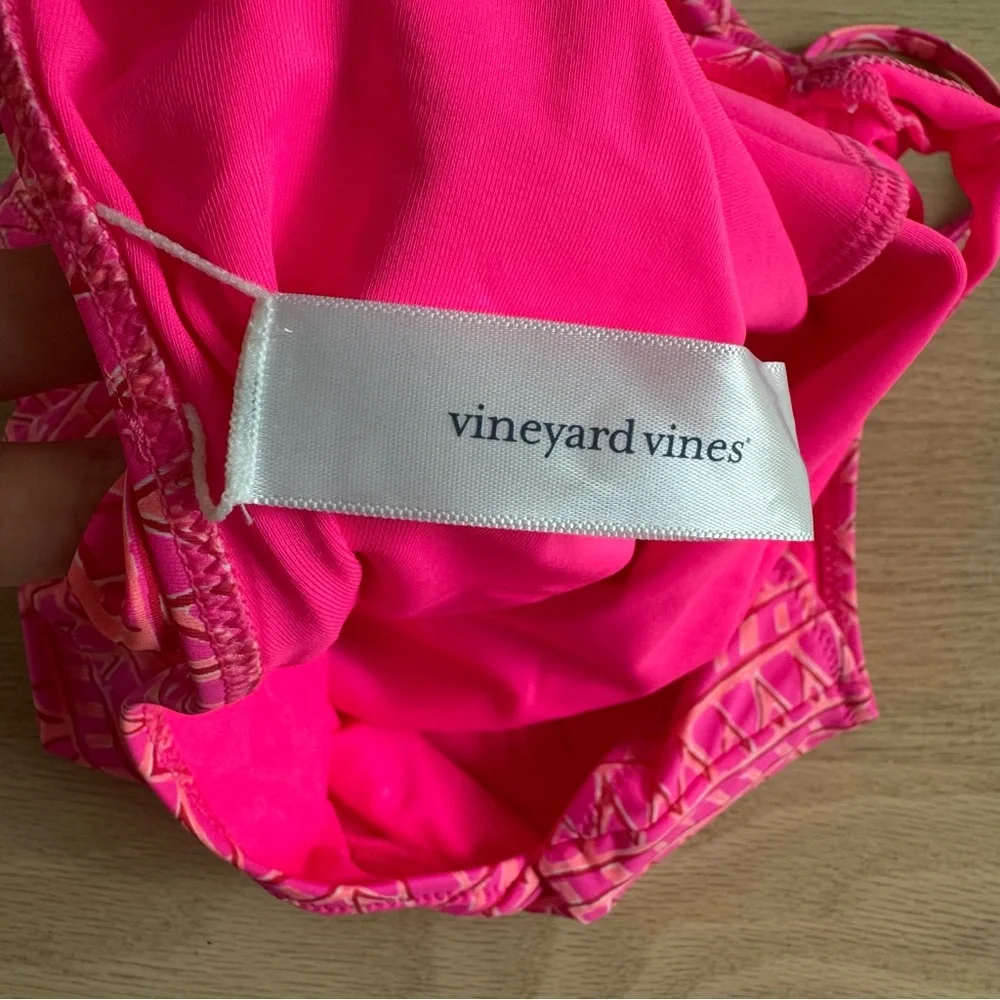 Vineyard‎ Vines Kids Neon Pink Tie Front One-Piece Swimsuit Size XL (16)